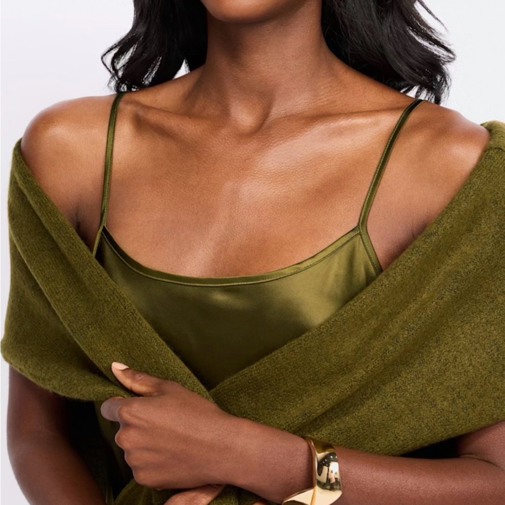 NWOT Montgomery Post Satin Slip Dress – Olive Bronze Midi Dress  XS